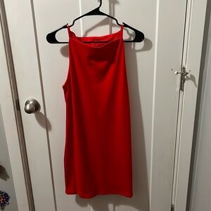 Red Boat Neck Mini Dress